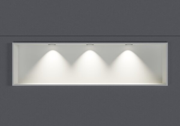 Półka wnękowa ścienna biała EG2510 - odlew mineralny - 25 x 10 cm (wys. x gł.) - opcjonalnie spot LED - różne szerokości