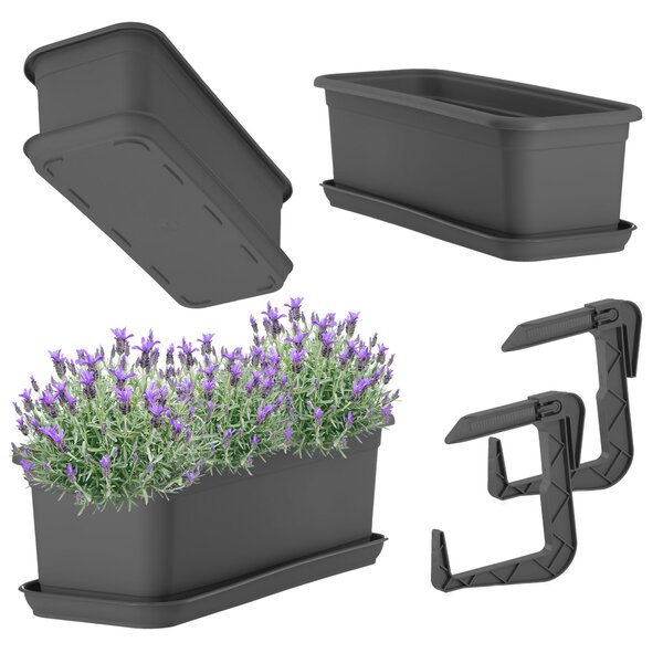 Skrzynka balkonowa z podstawką i uchwytami Evron 40 cm, antracyt