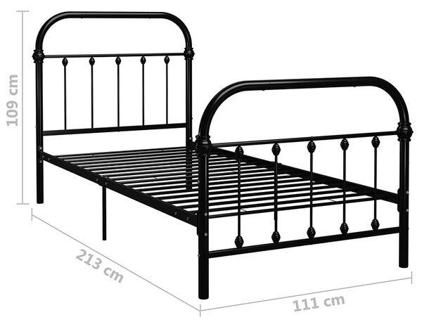 Czarne Metalowe Łóżko Loftowe 100X200 Cm P1-G85