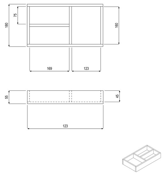 Organizer do szuflad do serii mebli łazienkowych LAVOA, VIREO i AVA - 32 x 18 x 5,5 cm