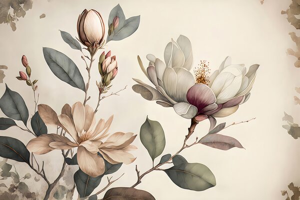 Fototapety Ilustracja magnolia, Fototapety Kwiaty, u93020 : Uwalls.pl