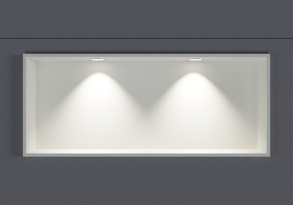 Półka wnękowa ścienna biała EG2513 - odlew mineralny - 25 x 13 cm (wys. x gł.) - opcjonalnie spot LED - różne szerokości