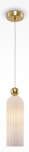 Złota lampa wisząca z frezowanym mlecznym kloszem Maytoni MOD302PL-01W Antic E14 10cm x 187cm