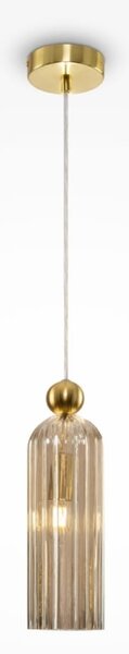 Złota lampa wisząca z frezowanym bursztynowym kloszem Maytoni MOD302PL-01CG Antic E14 10cm x 187cm