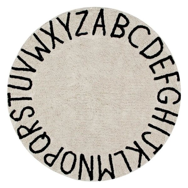 Okrągły dywanik z alfabetem ROUND ABC Natural Negro Ø150 cm