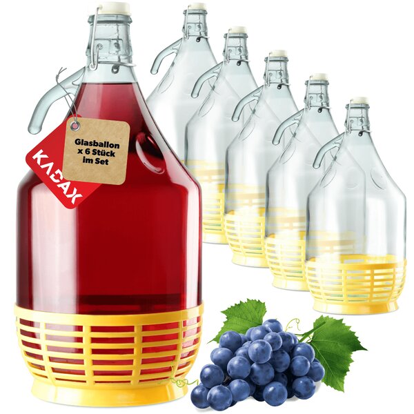 Balon na wino z mechanicznym korkiem 5L 6 szt