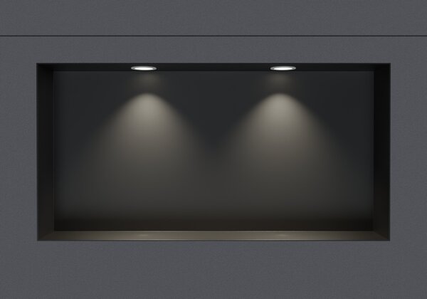 Półka wnękowa NT306010X - stal nierdzewna bez rantu z reflektorem LED - 30 x 60 x 10 cm (wys. x szer. x gł.) - różne kolory