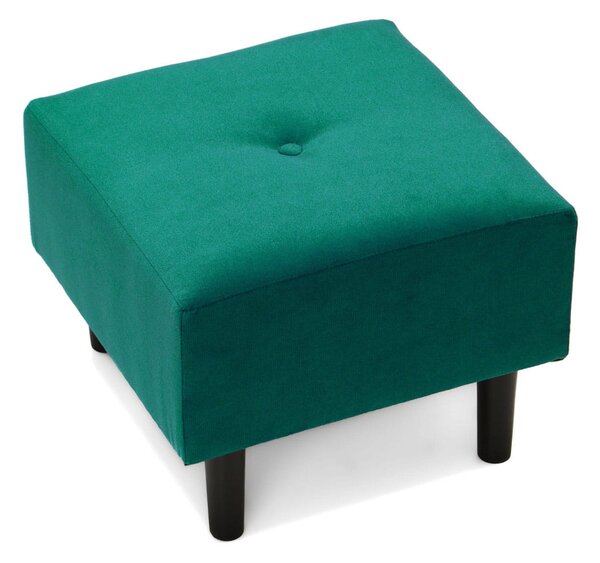 Podnóżek do fotela uszak SK155 w zielonym kolorze na czarnych drewnianych nogach