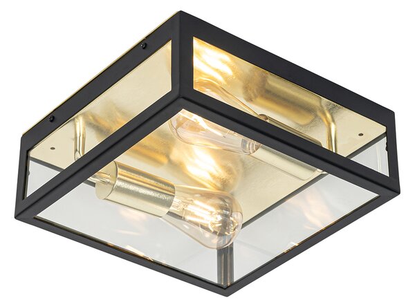 Zewnetrzna Industriële buitenplafondlamp zwart met goud 2-lichts - Rotterdam Oswietlenie zewnetrzne