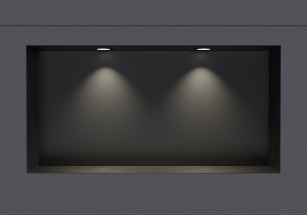 Półka wnękowa NT206010X do zabudowy - stal nierdzewna - bez rantu - spot LED - 20 x 60 x 10 cm (wys. x szer. x gł.) - różne kolory