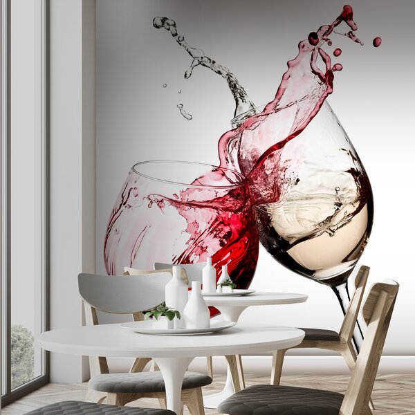 Fototapety Białe i czerwone wino w kieliszkach, Fototapety Potrawy i Napoje, u75563 : Uwalls.pl