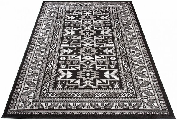 Czarny prostokątny dywan w stylu retro - Lano 5X