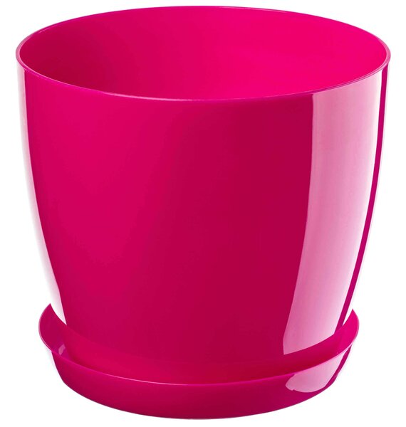 Doniczka na kwiaty z podstawką 23 cm, różowa