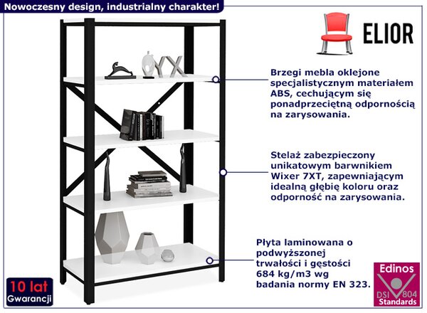 Regał w stylu industrialnym czarny + biały G8-G11