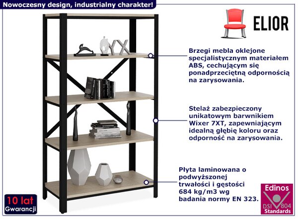 Regał na książki czarny + dąb sonoma W0-F07