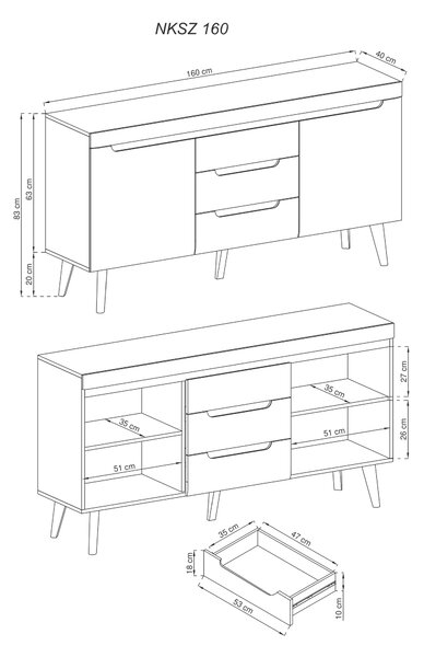 EMWOmeble Komoda NORDI NKSZ160 Kolor do wyboru