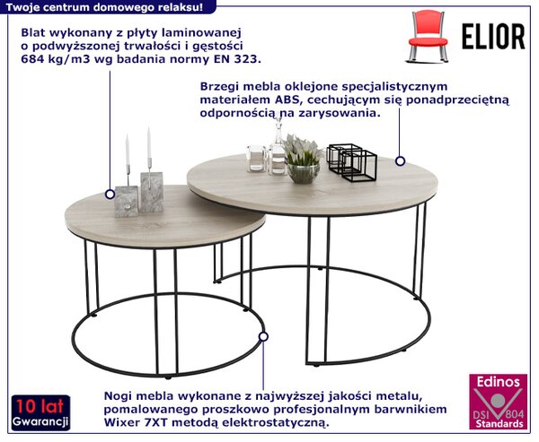 Stoliki kawowe 2w1 industrialne czarny + dąb sonoma D2-G04