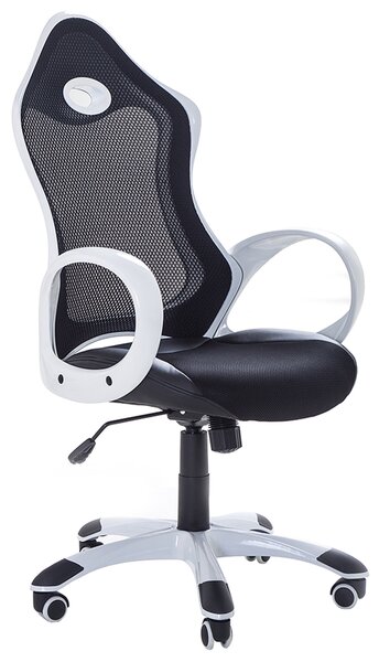 Krzesło biurowe fotel z regulacją wysokości obrotowe czarno-białe iChair Beliani