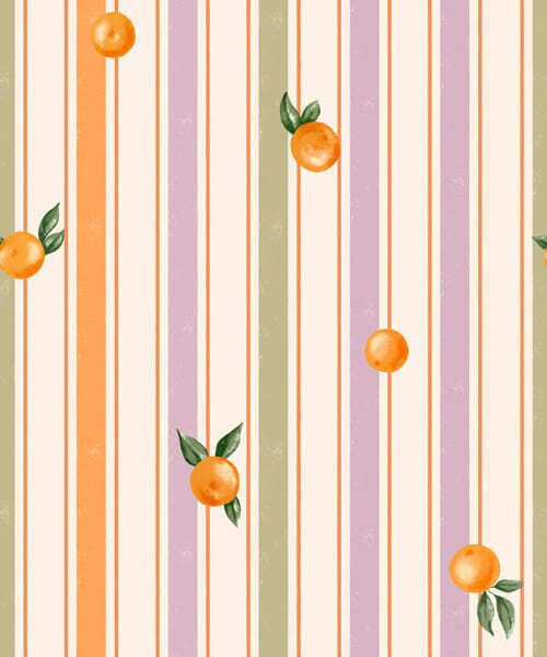 Tapety Pomarańczowy owoc na tle wielobarwnych pasków, Tapety Geometryczne, Tapety w paski, a01263v2 : Uwalls.pl