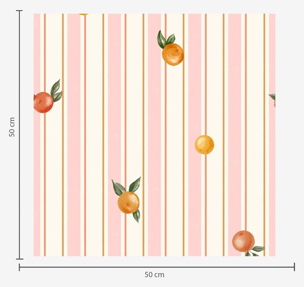 Tapety Pomarańczowy owoc na różowo-kremowych paskach, Tapety Geometryczne, Tapety w paski, a01263v4 : Uwalls.pl