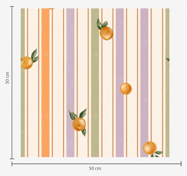 Tapety Pomarańczowy owoc na tle wielobarwnych pasków, Tapety Geometryczne, Tapety w paski, a01263v2 : Uwalls.pl