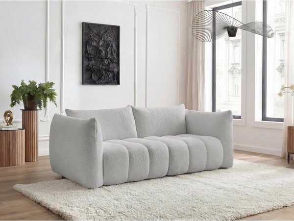 Jasnoszara sofa z materiału bouclé 234 cm Azra – Bobochic Paris