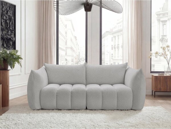 Jasnoszara sofa z materiału bouclé 234 cm Azra – Bobochic Paris