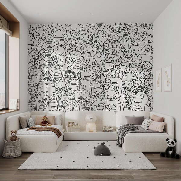 Fototapety Kolorowanki do tapet Śmieszne potwory dla dzieci, Fototapety Dziecięce, u96393 : Uwalls.pl