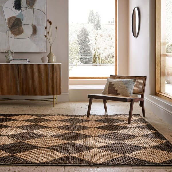 Brązowo-naturalny dywan z mieszanki juty tkany ręcznie 120x170 cm Effie Diamond – Flair Rugs