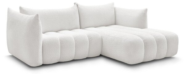 Biały narożnik z materiału bouclé (prawostronny/z szezlongiem) Azra – Bobochic Paris