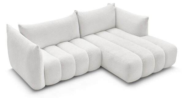 Biały narożnik z materiału bouclé (prawostronny/z szezlongiem) Azra – Bobochic Paris