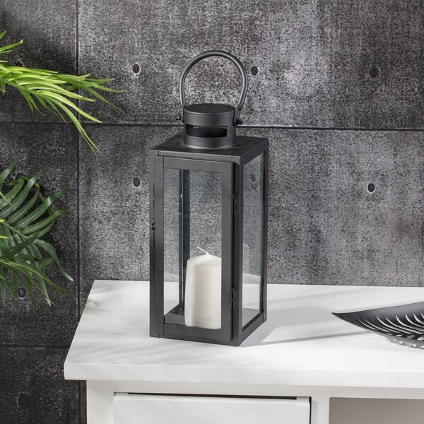 Lampion metalowy Elegance black wys. 30 cm