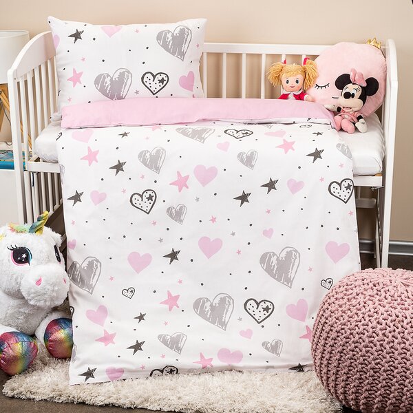 Bawełniana pościel dziecięca do łóżeczka Little heart, 100 x 135 cm, 40 x 60 cm