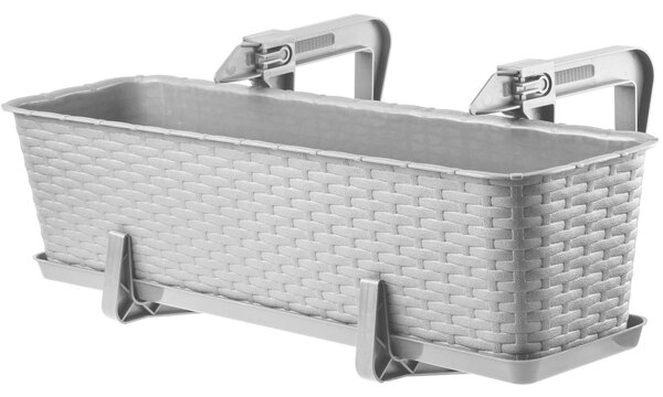 Doniczka rattanowa z podstawką Frette 60 cm + 2 uchwyty, szara