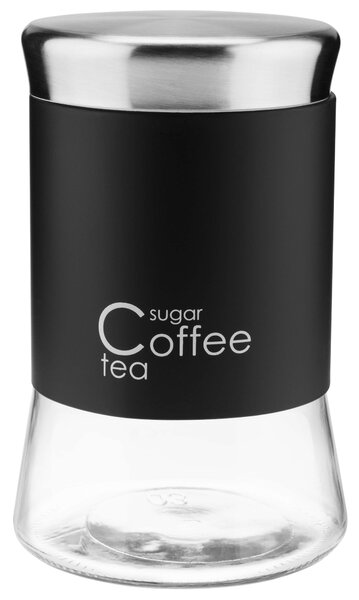 Pojemnik szklany Alset na kawę, herbatę, cukier 1.1L, czarny