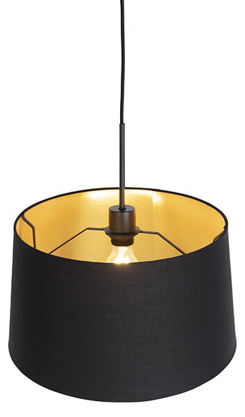 Lampa wisząca z abażurem z bawełny w kolorze czarnym i złotym 40 cm - Combi