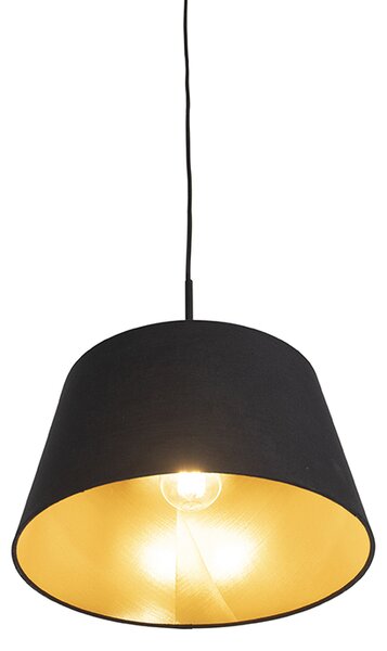 Lampa wisząca z abażurem z bawełny w kolorze czarnym i złotym 32 cm - Combi