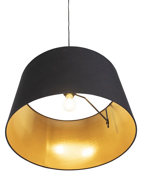 Lampa wisząca z abażurem z bawełny w kolorze czarnym i złotym 50 cm - Combi