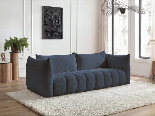 Ciemnoniebieska sofa z materiału bouclé 286 cm Azra – Bobochic Paris