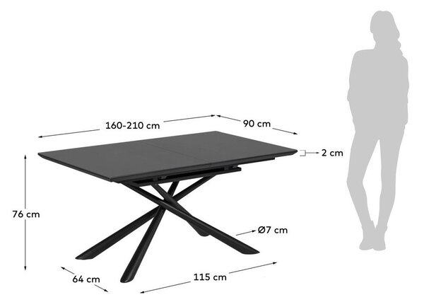 Rozkładany stół z dodatkowym blatem z ceramicznym blatem 90x160 cm Theone – Kave Home