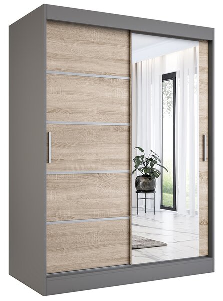 Szafa przesuwna 150 cm antracyt + dąb sonoma F1-B21