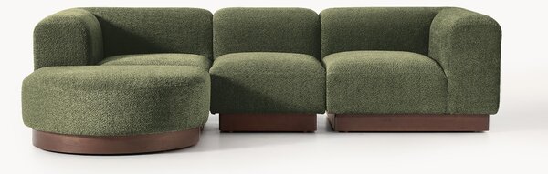 Sofa modułowa Teddy-Bouclé z pufem Natalie (3-osobowa, lewa/prawa)