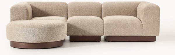 Sofa modułowa Teddy-Bouclé z pufem Natalie (3-osobowa, lewa/prawa)