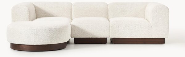 Sofa modułowa Teddy-Bouclé z pufem Natalie (3-osobowa, lewa/prawa)
