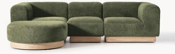 Sofa modułowa Teddy-Bouclé z pufem Natalie (3-osobowa, lewa/prawa)