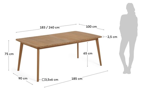 Stół ogrodowy z litego drewna 100x240 cm Hanzel – Kave Home