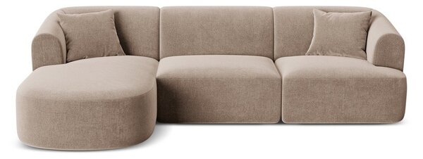 Jasnobrązowy aksamitny narożnik (lewostronny/z szezlongiem) Campi – Cosmopolitan Design