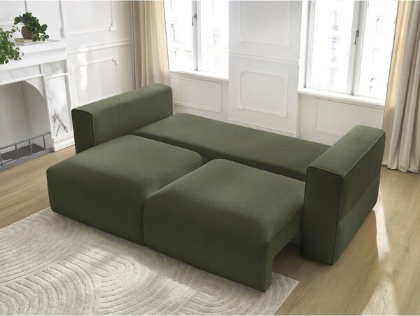Zielona rozkładana sofa ze schowkiem 265 cm Ezechiel – Bobochic Paris