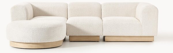 Sofa modułowa Teddy-Bouclé z pufem Natalie (3-osobowa, lewa/prawa)
