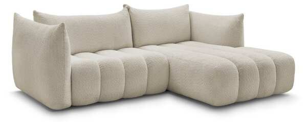 Beżowy narożnik z materiału bouclé (prawostronny/z szezlongiem) Azra – Bobochic Paris